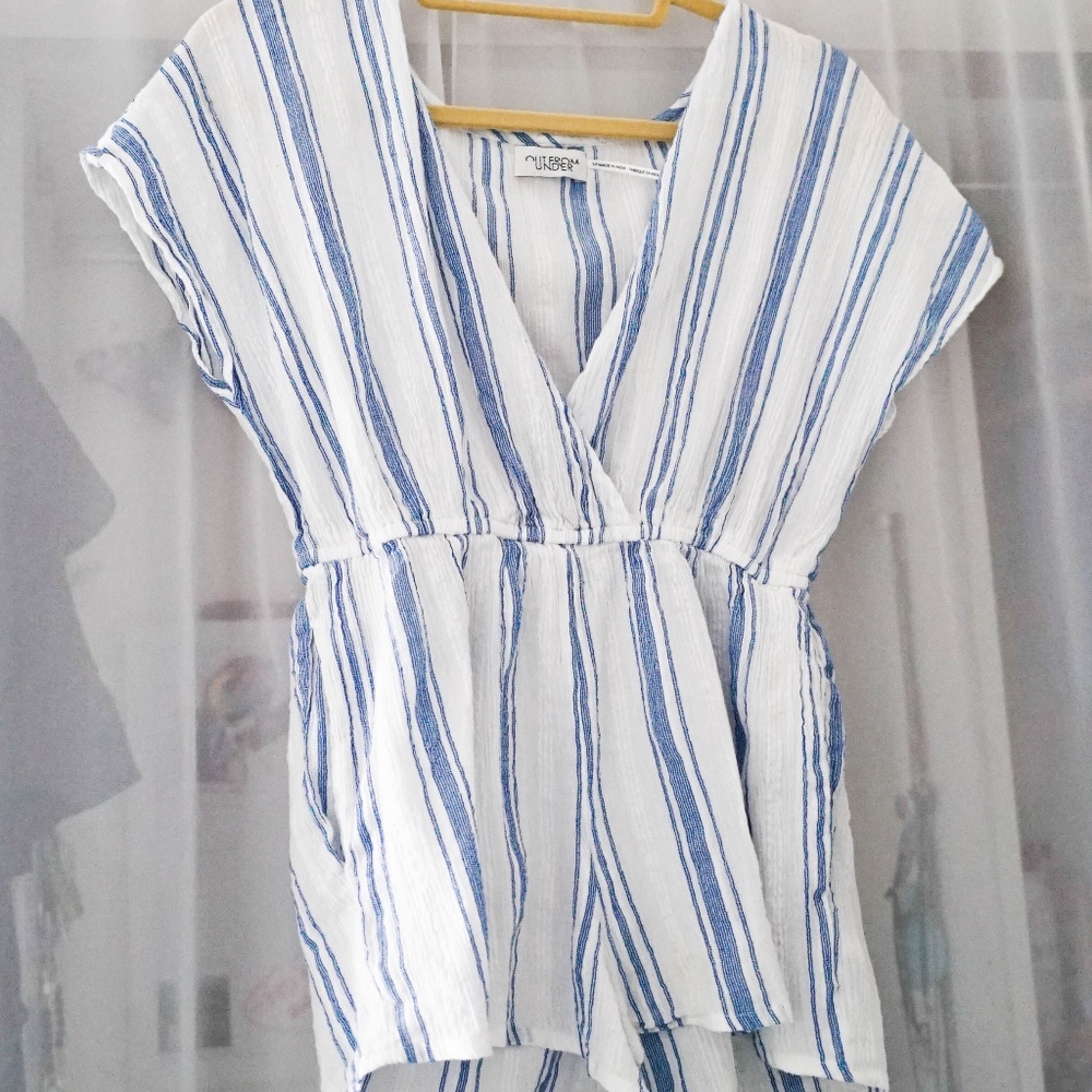 UO - Out From Under Blue & White Romper
